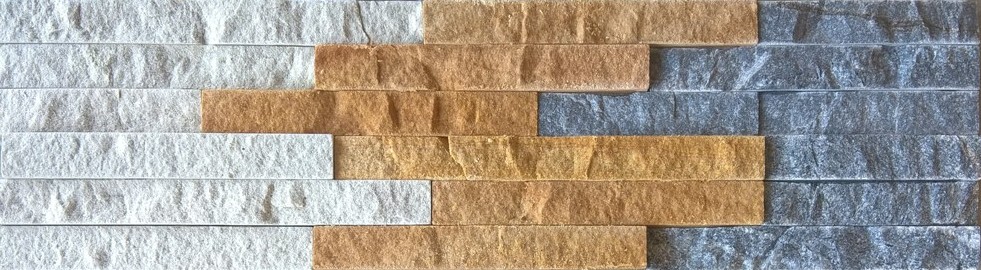 Split Face White Yellow Brown Wall Cladding Stone Tile