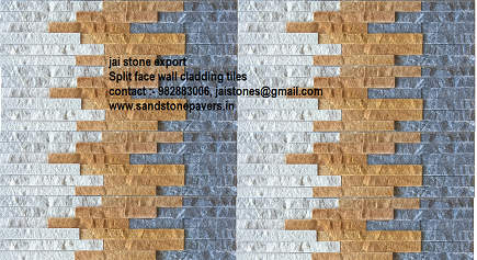 Split Face White Yellow Brown Wall Cladding Stone Tile